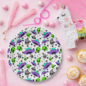 Buitenaardse ufo en sterpatroon papieren bordje (Feest)
