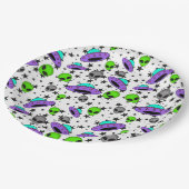Buitenaardse ufo en sterpatroon papieren bordje (Gekanteld)