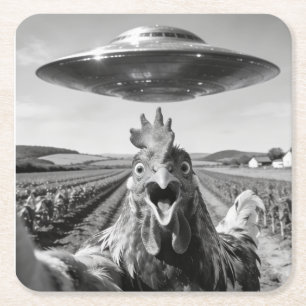 Buitenaardse UFO Kip Kunst Ontvoering SciFi Humor Kartonnen Onderzetters