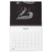 buitenaardse ufo surfs illustratie met terug naar kalender (Mar 2027)