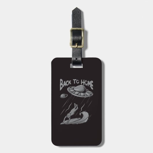 buitenaardse ufo surfsessie illustratie met terug  bagagelabel (Voorkant verticaal)