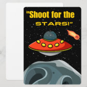 BUITENAARDSE ,UNIVERSUM, RAKETSCHIP, PLANEET EN AS FEESTDAGENKAART (Voorkant / Achterkant)