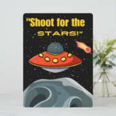 BUITENAARDSE ,UNIVERSUM, RAKETSCHIP, PLANEET EN AS FEESTDAGENKAART (Staand voorkant)