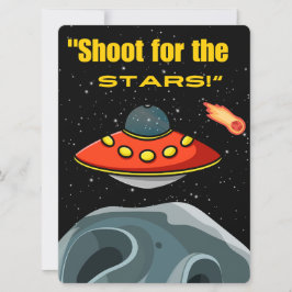 BUITENAARDSE ,UNIVERSUM, RAKETSCHIP, PLANEET EN AS FEESTDAGENKAART