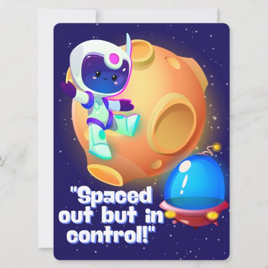 BUITENAARDSE ,UNIVERSUM, RAKETSCHIP, PLANEET EN AS FEESTDAGENKAART (Voorkant)