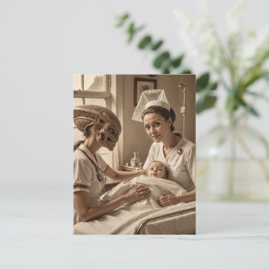 buitenaardse verpleegster briefkaart (Staand voorkant)