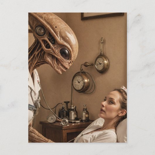 buitenaardse verpleegster briefkaart (Voorkant)