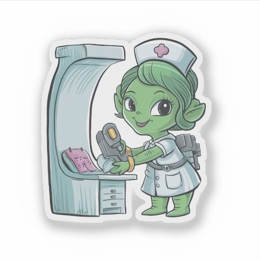 buitenaardse verpleegster sticker (Voorkant)