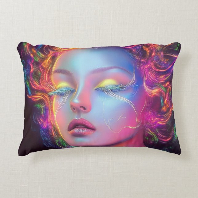 Buitenaardse vrouw met kosmisch haar accent kussen (Voorkant)