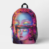 Buitenaardse vrouw met kosmisch haar bedrukte rugzak (Voorkant)