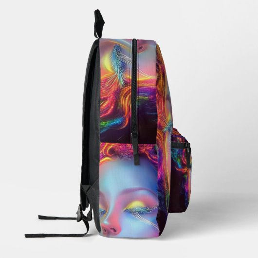 Buitenaardse vrouw met kosmisch haar bedrukte rugzak (Links)