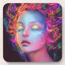 Buitenaardse vrouw met kosmisch haar bier onderzetter