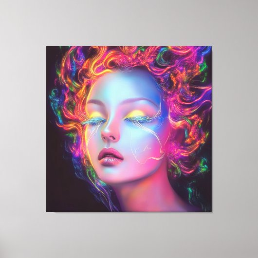 Buitenaardse vrouw met kosmisch haar canvas afdruk (Voorkant)