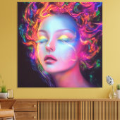 Buitenaardse vrouw met kosmisch haar canvas afdruk (Insitu (Woonkamer))