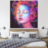 Buitenaardse vrouw met kosmisch haar canvas afdruk (Insitu (Slaapkamer))