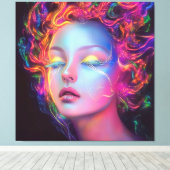 Buitenaardse vrouw met kosmisch haar canvas afdruk (Insitu (Houten vloer))