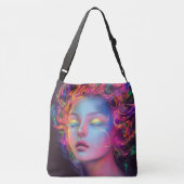 Buitenaardse vrouw met kosmisch haar crossbody tas (Achterkant)