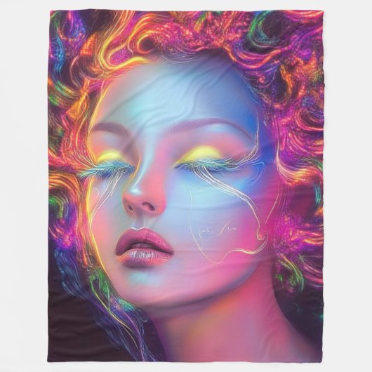 Buitenaardse vrouw met kosmisch haar fleece deken (Voorkant)