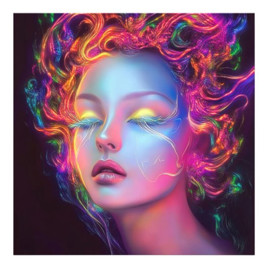 Buitenaardse vrouw met kosmisch haar foto afdruk (Voorkant)