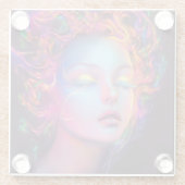 Buitenaardse vrouw met kosmisch haar glazen onderzetter (Achterkant)