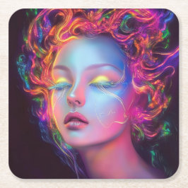 Buitenaardse vrouw met kosmisch haar kartonnen onderzetters