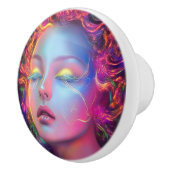 Buitenaardse vrouw met kosmisch haar keramische knop (Rechts)