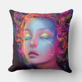 Buitenaardse vrouw met kosmisch haar kussen