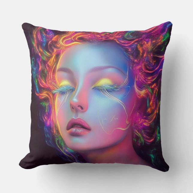 Buitenaardse vrouw met kosmisch haar kussen (Voorkant)