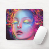 Buitenaardse vrouw met kosmisch haar muismat (Met muis)