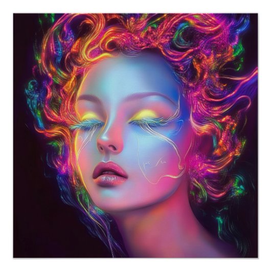 Buitenaardse vrouw met kosmisch haar perfect poster (Voorkant)