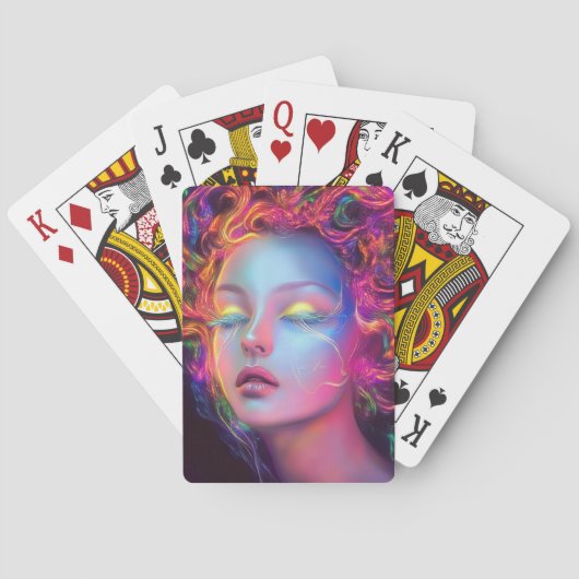 Buitenaardse vrouw met kosmisch haar pokerkaarten (Achterkant)