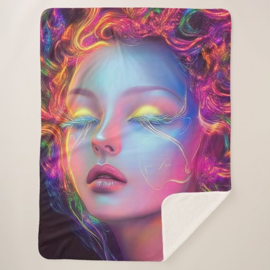 Buitenaardse vrouw met kosmisch haar sherpa deken (Voorkant)