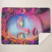 Buitenaardse vrouw met kosmisch haar sherpa deken (Voorkant (horizontaal))