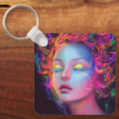 Buitenaardse vrouw met kosmisch haar sleutelhanger (Voorkant)