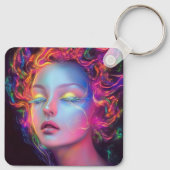 Buitenaardse vrouw met kosmisch haar sleutelhanger (Achterkant)