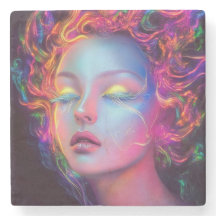 Buitenaardse vrouw met kosmisch haar