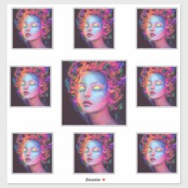 Buitenaardse vrouw met kosmisch haar sticker