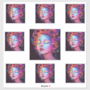 Buitenaardse vrouw met kosmisch haar sticker