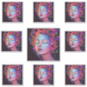 Buitenaardse vrouw met kosmisch haar sticker (Voorkant)