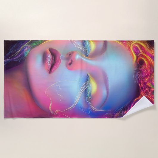 Buitenaardse vrouw met kosmisch haar strandlaken (Voorkant)