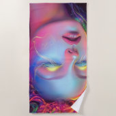 Buitenaardse vrouw met kosmisch haar strandlaken (Voorkant)