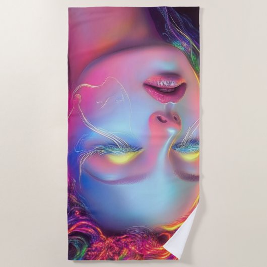 Buitenaardse vrouw met kosmisch haar strandlaken (Voorkant)