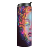 Buitenaardse vrouw met kosmisch haar thermosbeker (Gedraaid links)