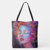 Buitenaardse vrouw met kosmisch haar tote bag (Achterkant)