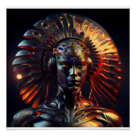 Buitenaardse vrouw met metalen hoofdtooi perfect poster