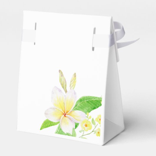 Buitenaardse Waterverf Frangipanis Weddenschap Bedankdoosjes (Achterkant)