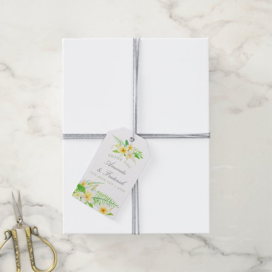 Buitenaardse Waterverf Frangipanis Weddenschap Cadeaulabel (Met Touw)