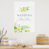 Buitenaardse Waterverf Frangipanis Weddenschap Wel Poster (Keuken)