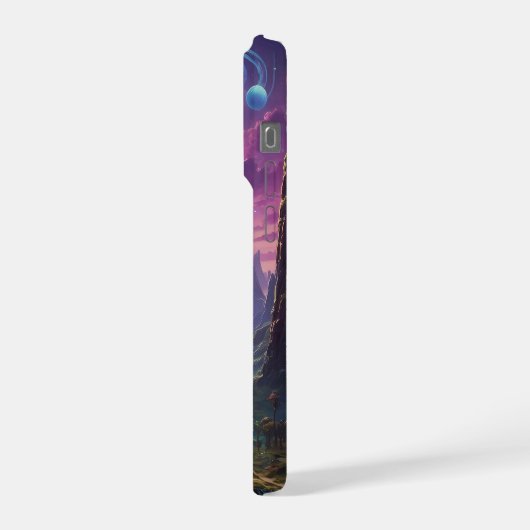 Buitenaardse werelden met neon futuristische hemel iPhone hoesje (Linkerkant)