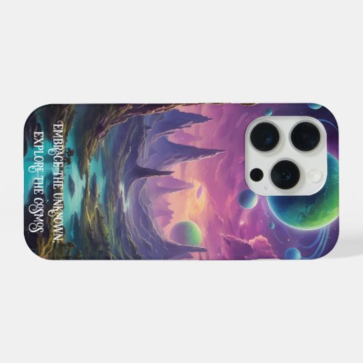 Buitenaardse werelden met neon futuristische hemel iPhone hoesje (Achterkant horizontaal)